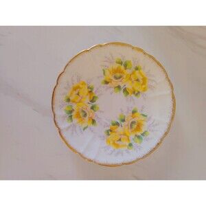 Vintage Yellow Royal Stafford Saucer Peony Bone China England